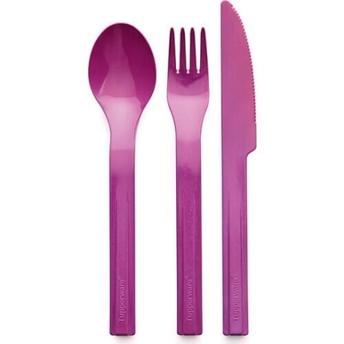 Tupperware Picnic Flatware, 1 xKaşık, Lilac 3'lü Set, Knife, Spoon, Fork