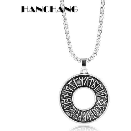 Vintage Jewlery Horror Rune In Runic Circle Pendant Necklace Colar Neckwear