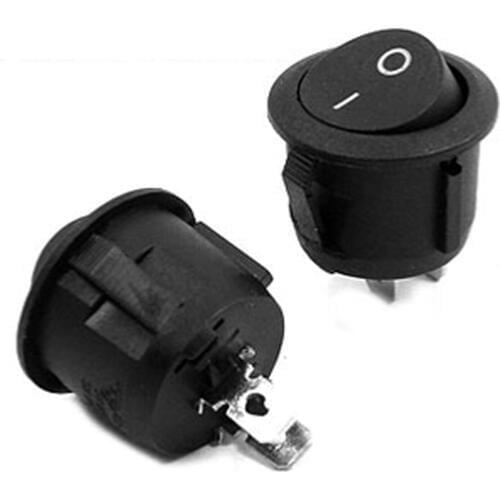 YOCOMYLY 20 Pcs 2 Pins ON/OFF SPST Round Snap in Rocker Switch Black AC 125V 10A