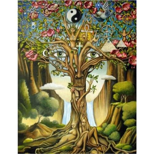 Landscape diamond mosaic full tree embroidery painting rhinestone wall sticker women diamond drawing art needlework handcraft