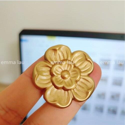 1Ps Peach Blossom Cabinet Door Handle Solid Brass Furniture Drawer Knobs Cupboard Pulls Single Hole Gold Kitchen Cabinet Handles