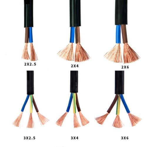 10 Meters RVV Meter Wire 2 Core 3 Core 0.75 /1/1.5 /2.5 / 4 /6 mm Electrical Wires Waterproof Copper Power Cord Sheathed Wire