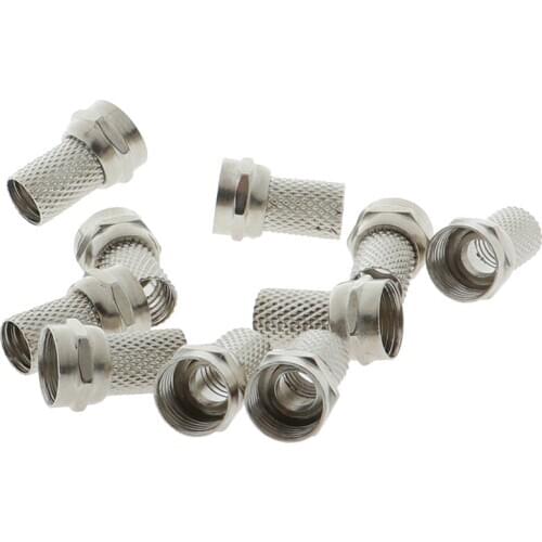 10 Pcs 75-5 F Connector Screw On Type For RG6 Satellite TV Antenna Coax Cable Twist-on