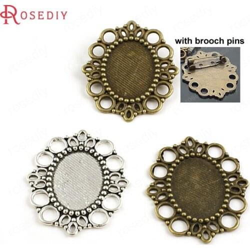 10PCS inside size:25*18MM Oval Settings Trays Bezels Base Fit Cabochon Beads for Photo Pendants or Brooch Making