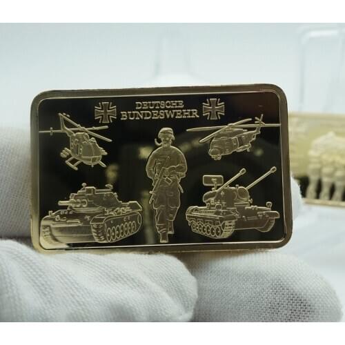2pcs/lot Germany World War II Deutsche Bundeswehr Dead Soldier Cruelty of War Gold Bullion Bar Military Commemorative Coins