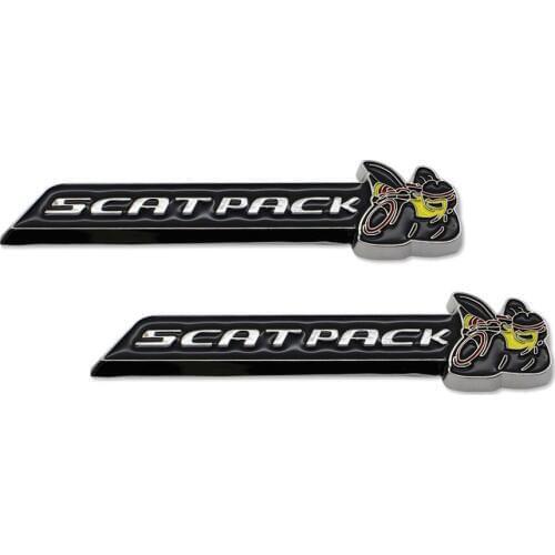 2Pcs Scat Pack Bee Car Auto Metal Alloy Emblem Badge Stickers for Charger Challenger R/T 5.7L HEMI V8