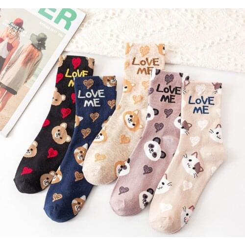 3 Pairs/Lot High Quality Women Socks Cute Cartoon Animal Funny Socks Soft Comfortable Cotton Casual Socks Ladies Girl Chaussette
