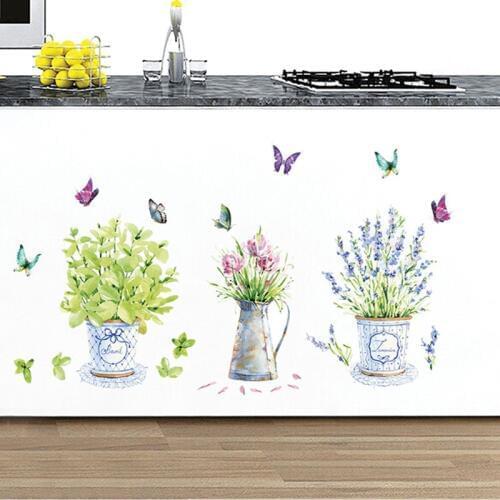 3pcs Flowers Plants Bonsai Wall Stickers for Kids Room Living Room Home Decoration Wall Decal Home Decor Bedroom Window Glass