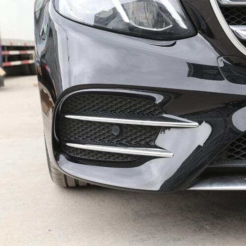 Carbon Fiber Style ABS Plastic Front Fog Lamp Strips Trim For Mercedes Benz E Class W213 2016 2017 E43 AMG Auto Part 4pcs