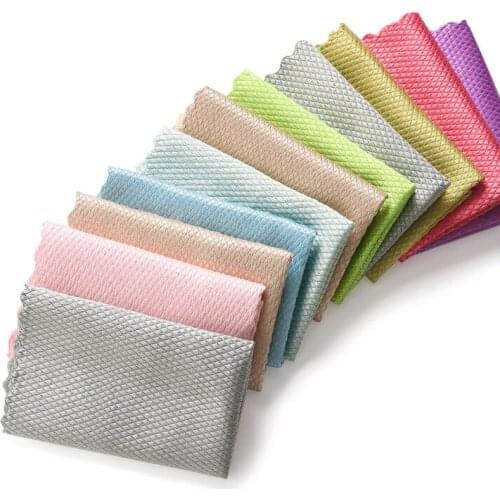 5Pcs Cleaning Cloth Anti-Grease Microfiber Cloth Fish Scale Wiping Rags Home Washing Dish Glass Cleaning Towel Kitchen Towels