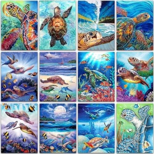5D DIY Sea Turtle Diamond Painting Animal Ocean Fish Full Square/Round Drill Diamond Embroidery Mosaic Cross Stitch Home Decor