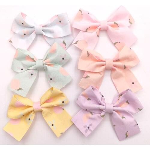 15Pcs/Lot 7*5.5cm DIY Bright Peach Hand Bowknot Appliques For Children Headwear Hair Clip Accessories And Garment Patches