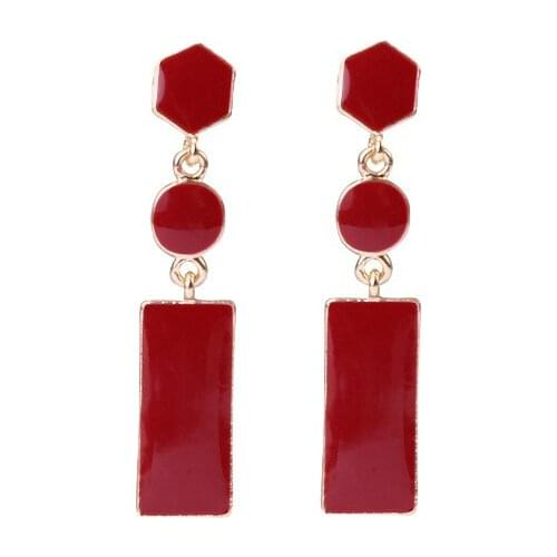 Geometry Trapezoid Red Golden Waterdrop Tassel Hearts Round Squares Women & Girls Dangle Earrings & Drop Earrings
