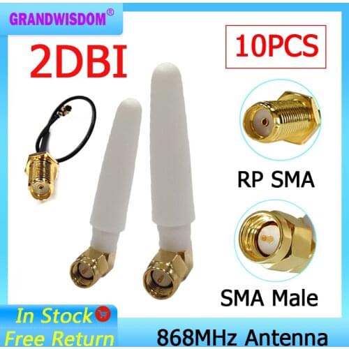 10pcs 868MHz 915MHz lora Antenna 2dbi SMA Male Connector GSM 915 MHz 868 MHz antena antenne +21cm RP-SMA/u.FL Pigtail Cable