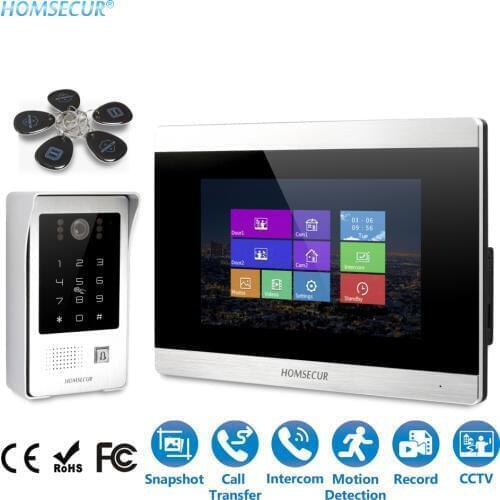 HOMSECUR 4 Wire 7" Video Door Intercom System RFID Access 800TVLine Camera Snapshot Recording Motion Detection for Home Security