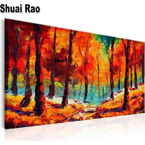Artistic Autumn diamond embroidery 5d diy diamond painting cross stitch full square round drill mosaic Abstract landscape Home A