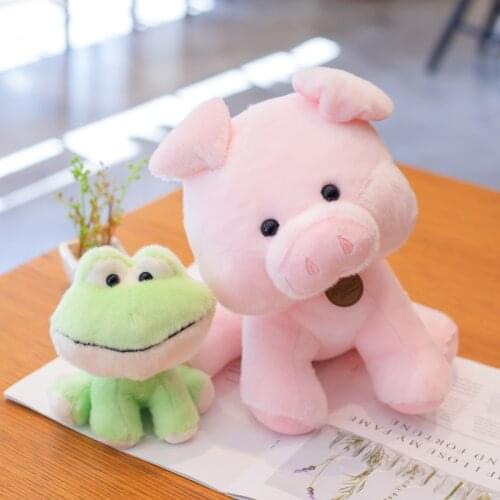 15/20/30cm 10 Styles Cartoon Frog Elephant Husky Pig Tiger Plush Toys Stuffed Soft Shake Head Animal Dolls for Birthday Decor