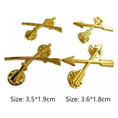 Two Pair US Exquisite Collar Flower Infantry Metal Badge Cap Pin Brooch armyshop2008