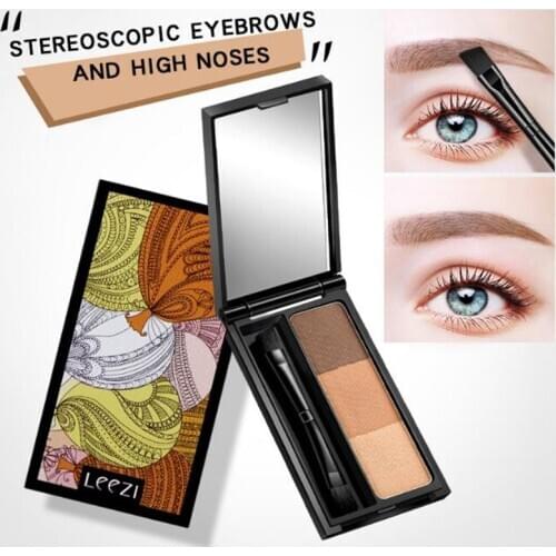 New 3 Color Professional Makeup Natural Eyebrow Powder Shadow Palette Enhancer Eye Brow With Brushes Waterproof And Sweat-proof