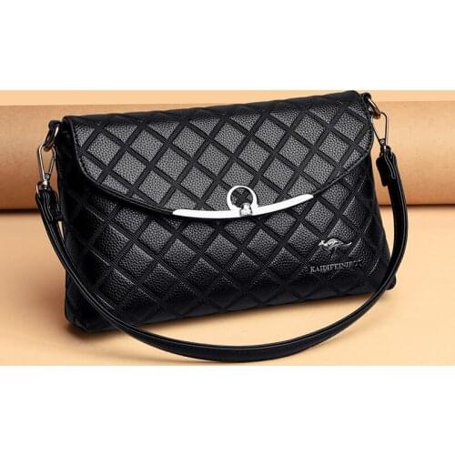 Summer Fashion New Plaid Crossbody Bags Women Messenger Bag Female Lock Cross Body Shoulder Bag PU Leather Small Square Flap Bag