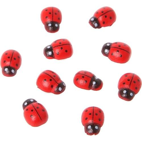 10Pcs Mini Ladybird Red Beetle Ladybug Fairy Doll House Garden Decor Ornament