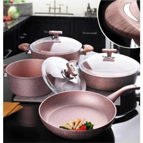 7 piece Granite Cookware Set Rose luxury cookware set