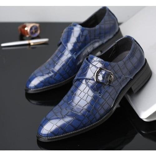 New Arrival 2021 Monk Strap Italian Fashion Men Wedding Shoes Crocodile Shoes Suit Shoes Zapatos De Hombre De Vestir Formal Xti