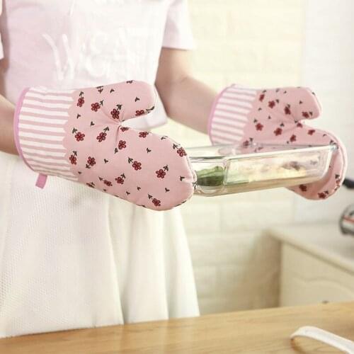 1pc Idyllic Style Oven Mitts Hemp Thickening Glove Kitchen Heat Resistant Gloves Anti Scalding Gloves for Microwave Oven