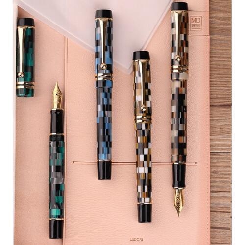 New Moonman M600 Celluloid Checkerboard Fountain Pen Germany Schmidt Fine Nib 0.5mm Excellent Fashion Office Writing Gift Pen