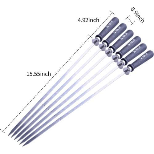 Barbecue Skewer Grilling Kabob Reusable Metal Skewers Heavy Duty Stainless Steel BBQ Tools for Hot Dog Meats Vegetables Steak