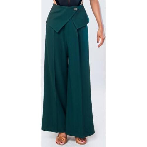 Customize Standard Latin Dance Pants Women Wide Leg Pants Professional Salsa Rumba Tango Ballroom Pants Dancing Trousers DL6449