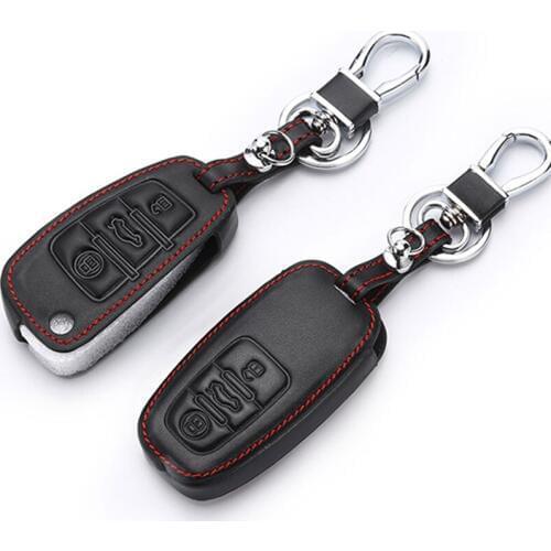 Car Styling Leather Key Cover Case bag For Audi q7 accessories Sline A3 A4 A6 A6L A8 TT Q7 S6 Keychain Auto Accessories