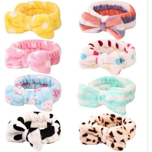 Face wash, cute hairpin, soft warm coral wool bow with hair band animal ears, women, girls, headscarf, stylish hair accessories
