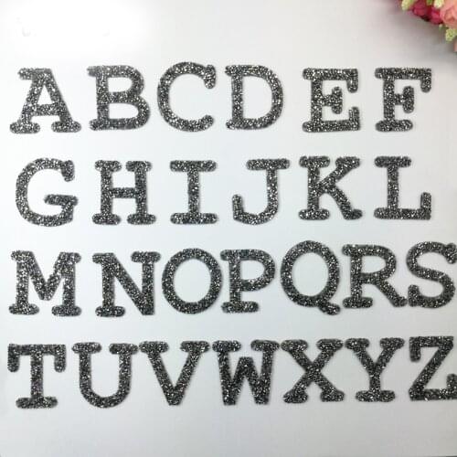 1Pcs 26 English Alphabet Letter Rhinestone Mixed Embroidered Iron On Patch For Clothing Bag Shoes Badge Paste