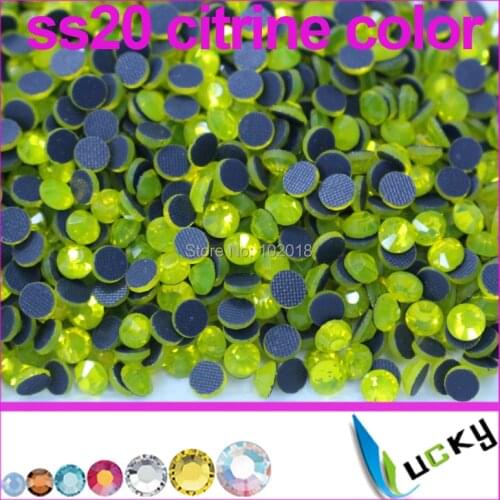 Free shipping A Quality hotfix rhinestones transfer!1440pc ss20 Citrine color hot fix strass crystal for iron on