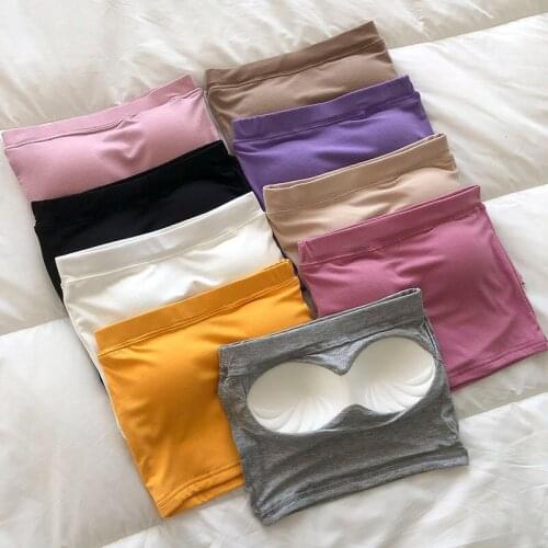 Summer Women Sexy Tank Tops Crop Tops Seamless Lingerie Solid Korean Casual Tube Top Female Sleeveless Bandeau Slim Vest