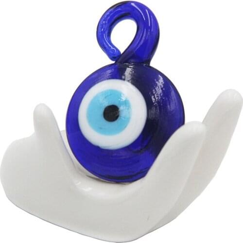 2Pcs/Lot 35*50MM Turkish Evil Eye Pendants With Glass Tail Greek Eye Charm Islam Traditional Jewelry Accessories For Good Luck