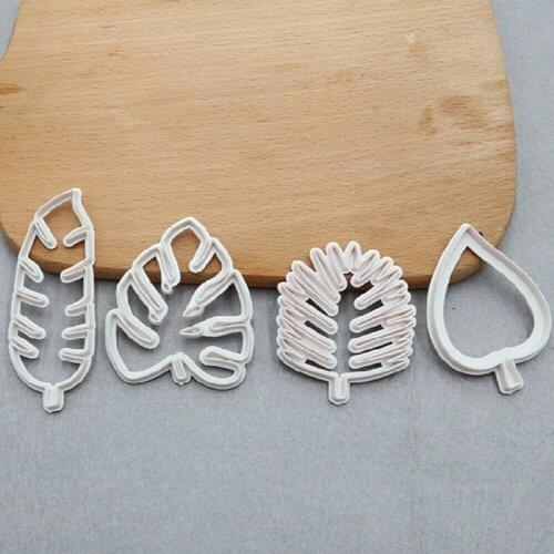 Creative 4pcs Leaf Leaves Jungle Biscuit Cookie Cutter Fondant Cake Decorating Mold DIY Cookie Mold Baking Tools For Kitchen
