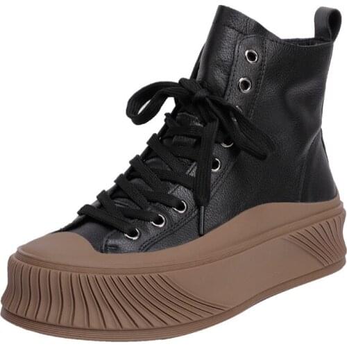 Womens Ankle Boots 2021 Autumn Boots Lady Thick Heels Platform Shoes Punk Style Female Chunky Genuine Leather Motorcyle Booties