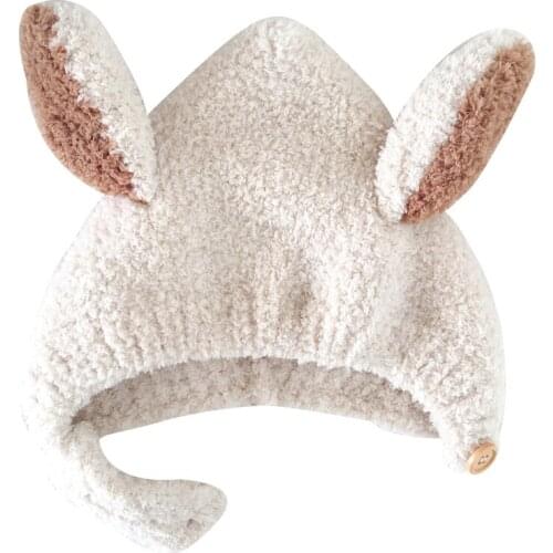 2020 New Autumn Winter Thicken Plush Hat Cute Rabbit Ears Hat For A Girls Windproof Warm Hats For Boys Fashion Childrens Caps