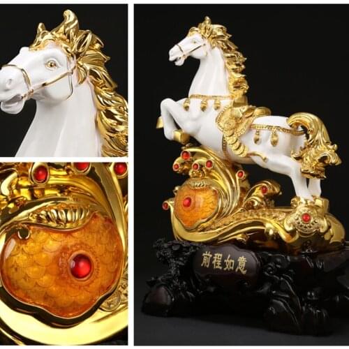 2021 Speedy success HOME Company hall lobby shop art business bring wealth Money Gook Luck gold horse FENG SHUI Mascot Statu