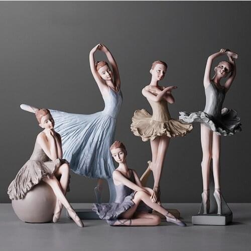24.5cm Nordic Modern Art Lovely Ballet Girl Statue Resin Ornaments Creative Figures Home Decoration Art Sculpture Ornaments Gift