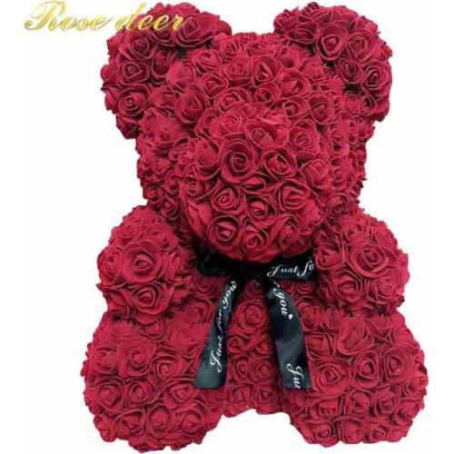 40CM Valentines Romantice Artificial Rose Bear/Dog/Rabbit PE Rose Gift For Wedding Party Creative DIY Valentine PE Rose