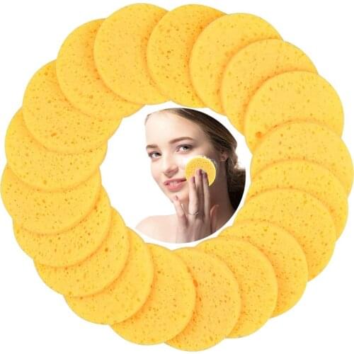 50Pcs Green Face Cleansing Pad Cellulose Makeup Sponge Wshing Brush for Facial Remover Mask Travel Set Tools All Type Skin Care