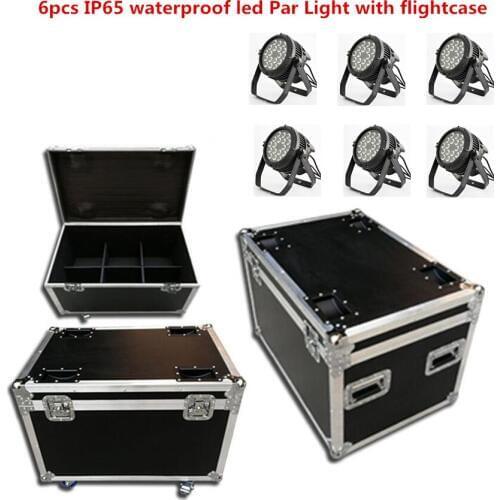 6pcs IP65 waterproof led Par Light with flightcase 18x18w RGBWA UV 6in1 DMX512 control stage DJ equipment disco lights
