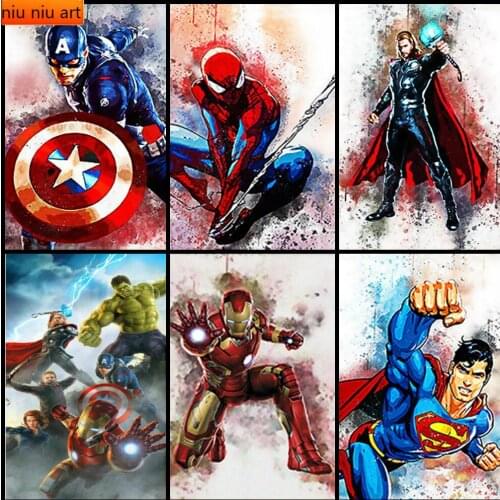 Diamond Mosaic 5D DIY Diamond Painting Disney Spiderman Captain America Cross Stitch Full Square Diamond Embroidery Decor
