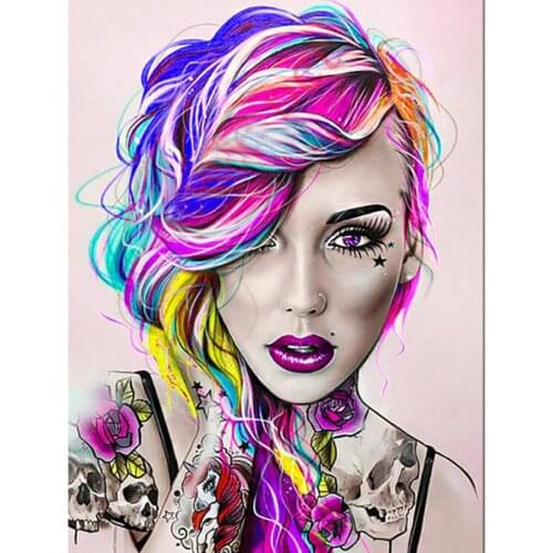New Beauty Lady Diamond painting Color Hair picture Full Square/Round Diamond Embroidered 5D Cross Stitch Gift Home Decor XN412