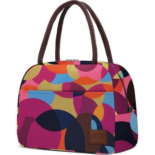 Aosbos Fashion Portable Cooler Lunch Bag Thermal Insulated Travel Food Tote Bags Print Picnic Lunch Box Bag for Men Women Kids