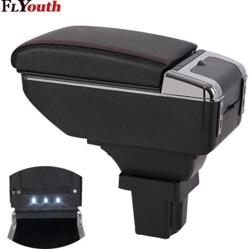 Car Armrest Box For Chevrolet Trax 2014-2017 USB Charging LED Light Arm Rest Rotatable Centre Console Storage Box Styling