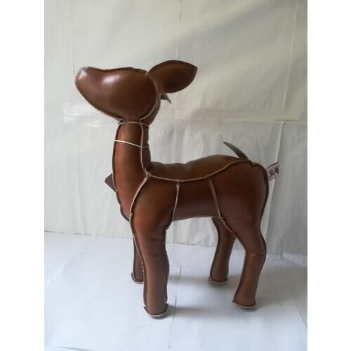 Large 33cm cartoon sika deer plush toy PU Leather brown deer soft doll kids toy ,birthday gift b2288